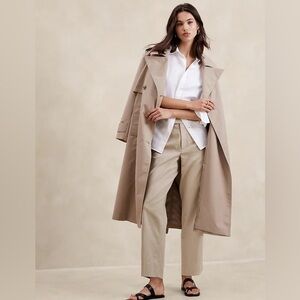 Banana Republic Linen blend Tuxedo Tapered Pant Tan Sz 8
